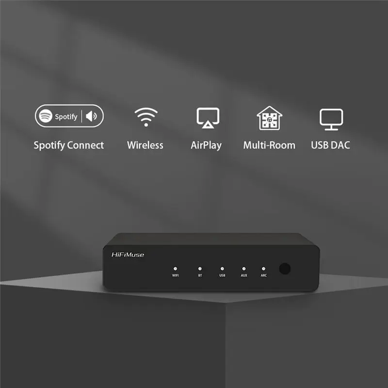 Фото Беспроводной аудиоприемник Hifimuse R20 с Wi-Fi и Bluetooth, Hi-Fi музыкальный адаптер для дома, поддержка Airplay, DLNA, Spotify, Tidal, стриминговый плеер (версия для США) №4