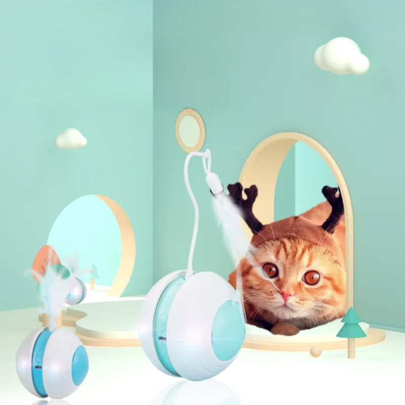 

Interactive Cat Ball Toys with Bird Sound,Led Light,Automatic 360° Rolling,USB Charging,Robotic Cat Moving Toys for Indoor Cats