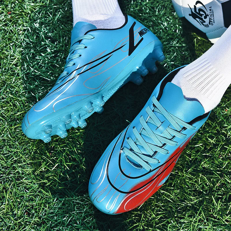New Blue Men Football Shoes Comfortable Anti-slip Children's Football Sneaker Breathable Men's Soccer Shoes Zapatos De Futbol