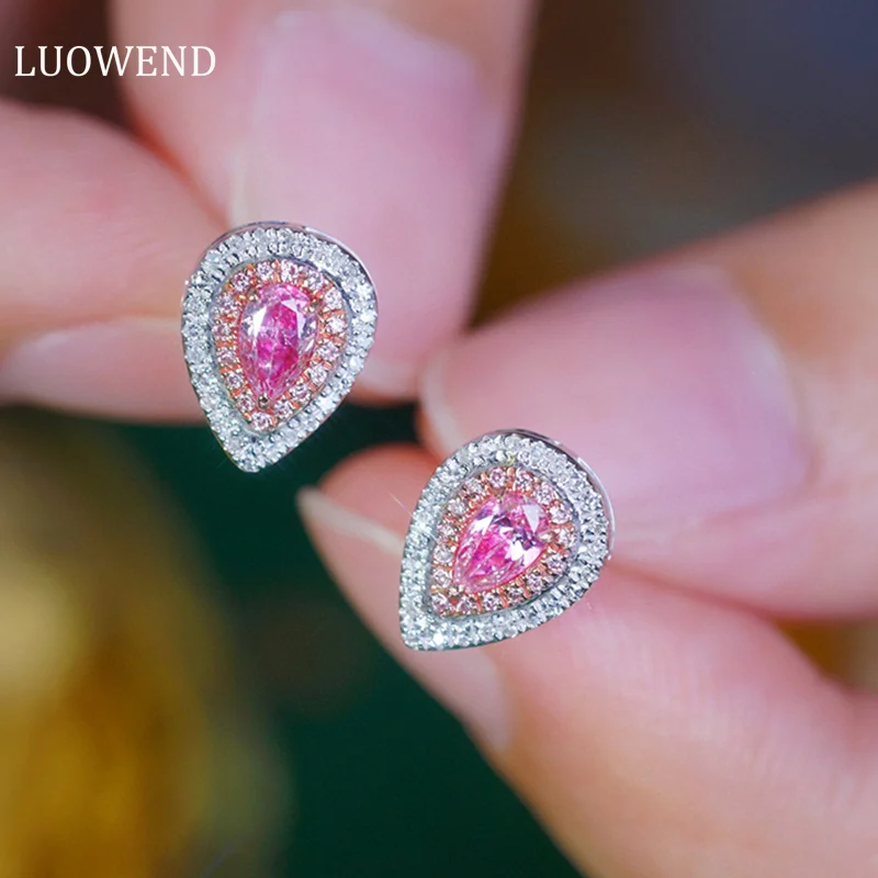 Серьги LUOWEND из белого золота 18 карат классические серьги-гвоздики в форме капли