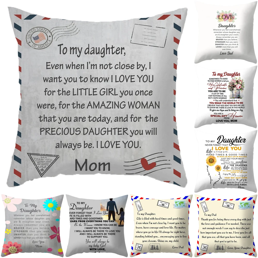 

Family Gifts Cushion Cover Inspirational Letters Print Home Decor Office Sofa Pillow Case Soft Short Plush Throw Pillow Cover