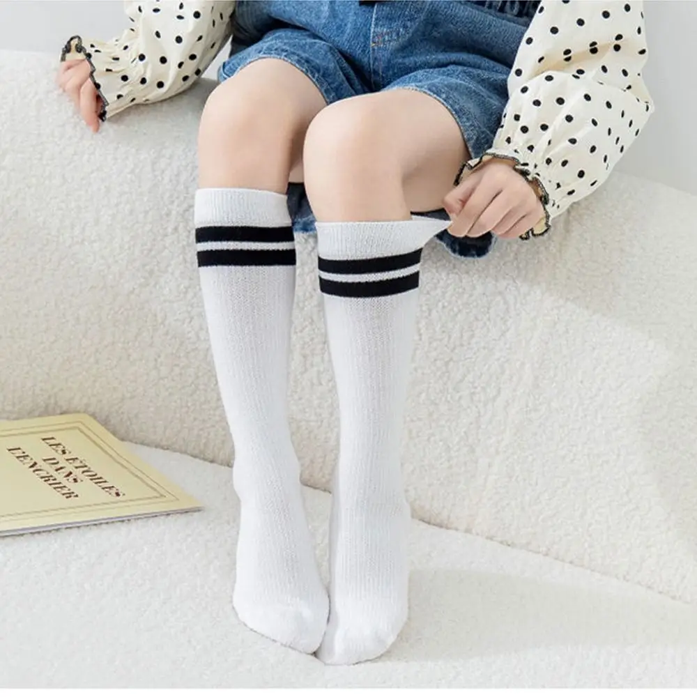 

Sweet Summer Double Striped Cotton Mesh Spring Middle Tube Socks Girls Calf Socks Kids Hosiery Korean Style Socks