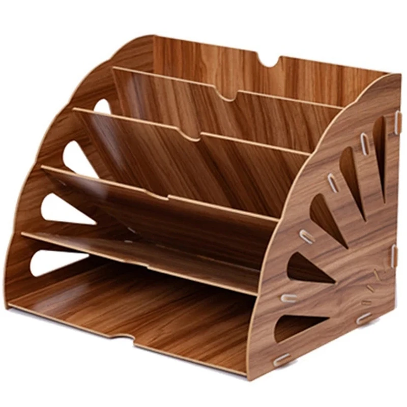 

Wooden Office Desk Organizer DIY Document File Cabinet Multifunction Desk Accessories Storage Magazine Book Desk Shelf