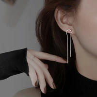 moon crescent arc chain earrings for women long tassel ear line rear hanging two wear silver color ear jewelry