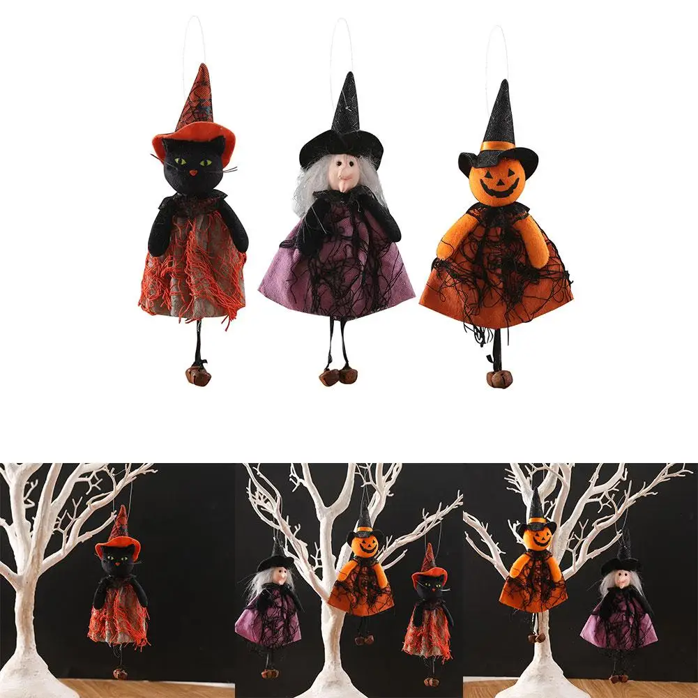 

Halloween Decor Hanging Ornaments Pumpkin Witch Black Cat Skeleton Round Body Belly Drop Halloween Decoration Dolls Kids Gift