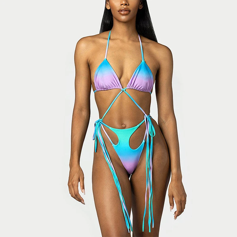 

New Swimsuit Female Beautiful Women's Clothing Trend 2023 Rope Suits For Summer Clothes Bikinis Set Girls Two Piece Push Up