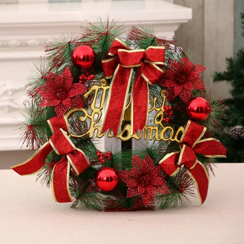 

Рождественский венок, рождественские украшения для дома, гирлянда, украшения, новогодние искусственные зеленые листья, дверной декор, висячий венок