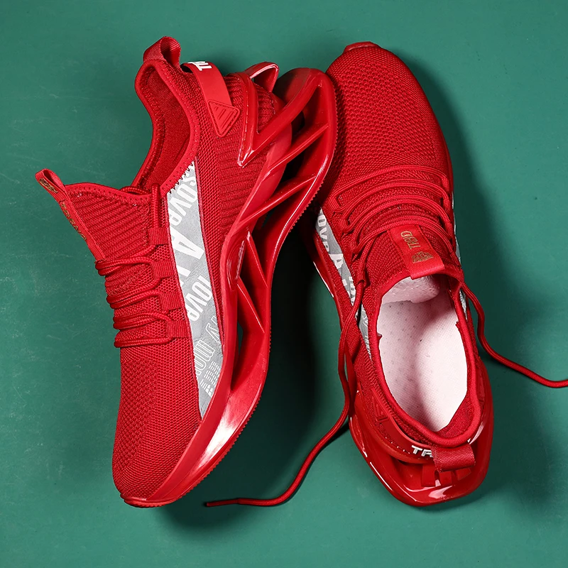 Super Cushioning Blade Men Running Shoes Breathable Mesh Sneakers Men Sport Shoes TPR Sole Tenis Masculino For Walking