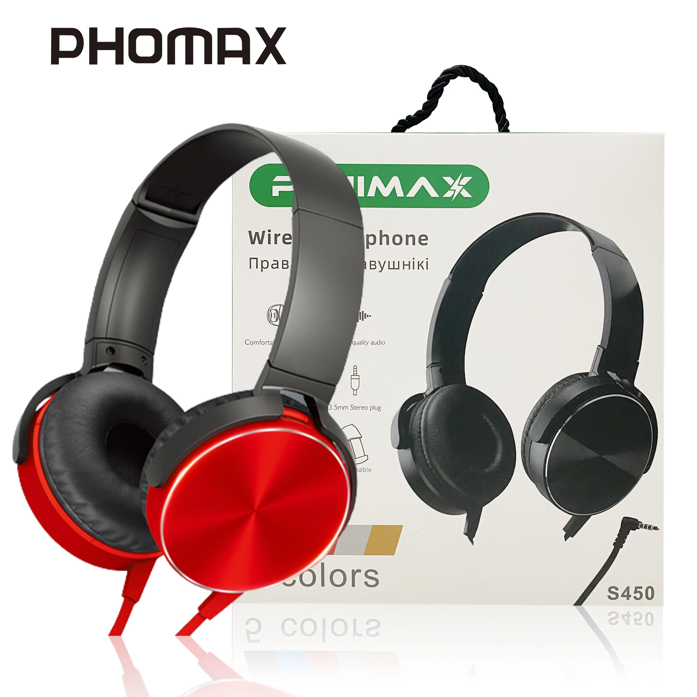 Проводные наушники PHOMAX 3 5 мм Накладные с микрофоном стереонаушники басами