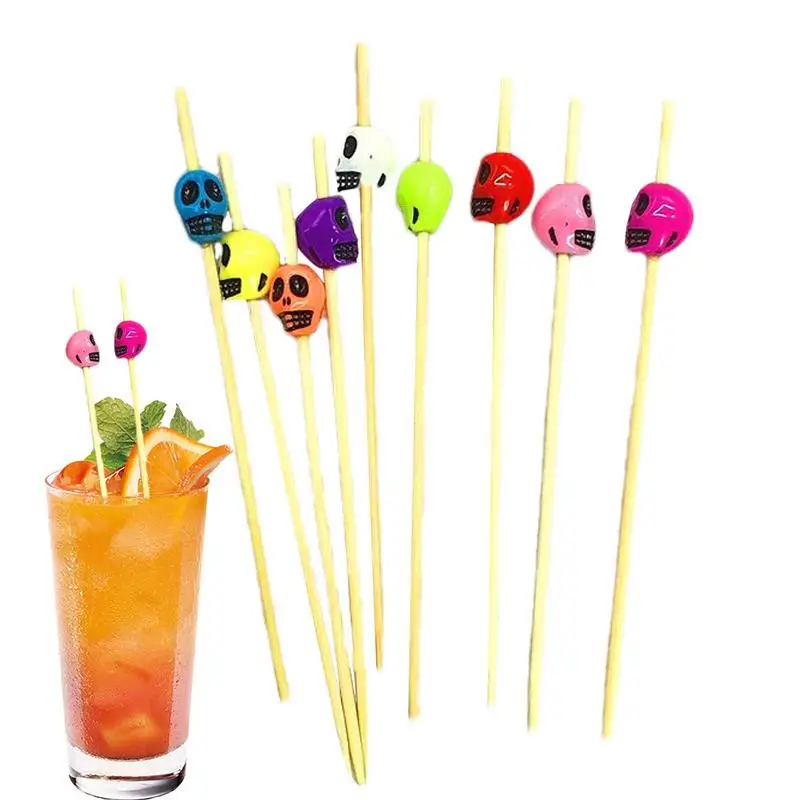 

Коктейльные палочки в форме черепа, зубочистки для еды, декоративные палочки для фруктов и коктейлей, портативные зубочистки для фруктов