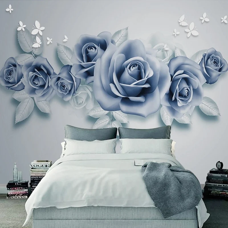 

Настенные обои на заказ, простой рельефный 3D фон с рисунком бабочки, розы, для гостиной, спальни, телевизора, декор для стен, бумажные обои