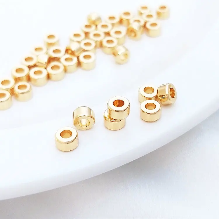 Латунные бусины с большим отверстием позолоченные 14 к 10 шт. 6 мм 7 | Украшения и