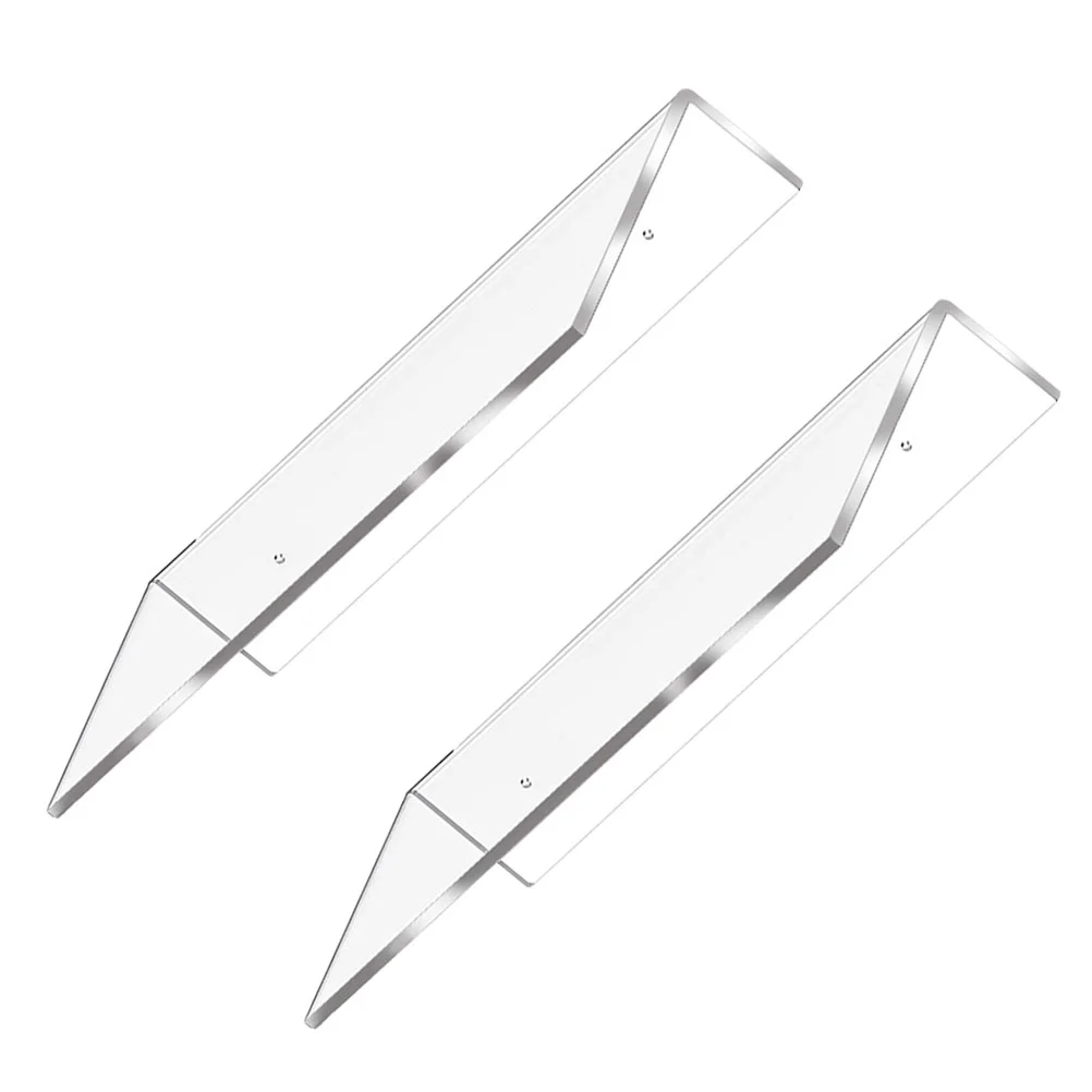 

2 Pcs Shelf Wall Shelves Plastic Floating Display Stands Bookshelf Clear Living Room