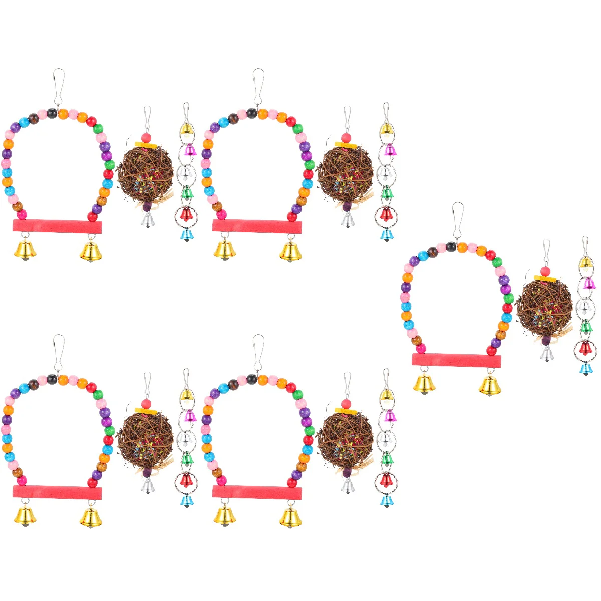 

5 Sets of Parrot Hanging Design Bite Bird Cage Chew Funny Parrot Biting