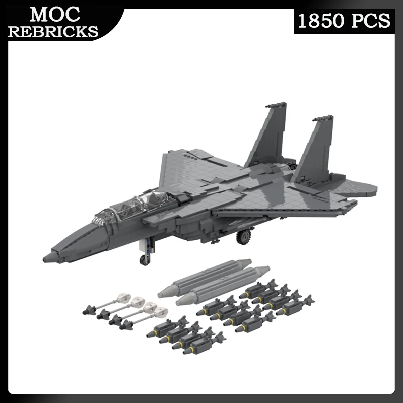 

WW II Military Weapons Series F-15E Strike Eagle Fighter MOC Building Block Combat Aircraft Brick Toy Assembly Model Boy Gifts