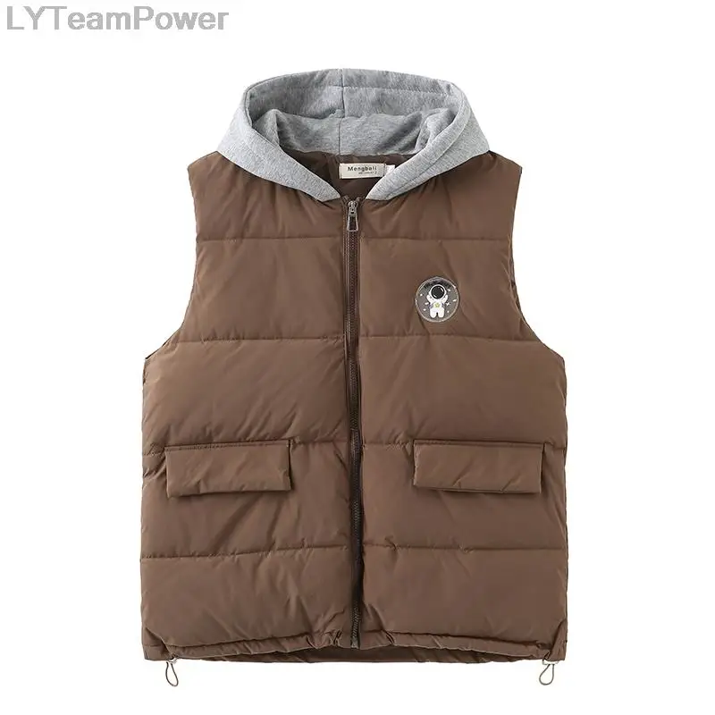 

Korean Style Fashion Cotton Vest Free Shipping Streetwear Women Long Winter Sleeveless Jacket Oversize Vest Women Coat