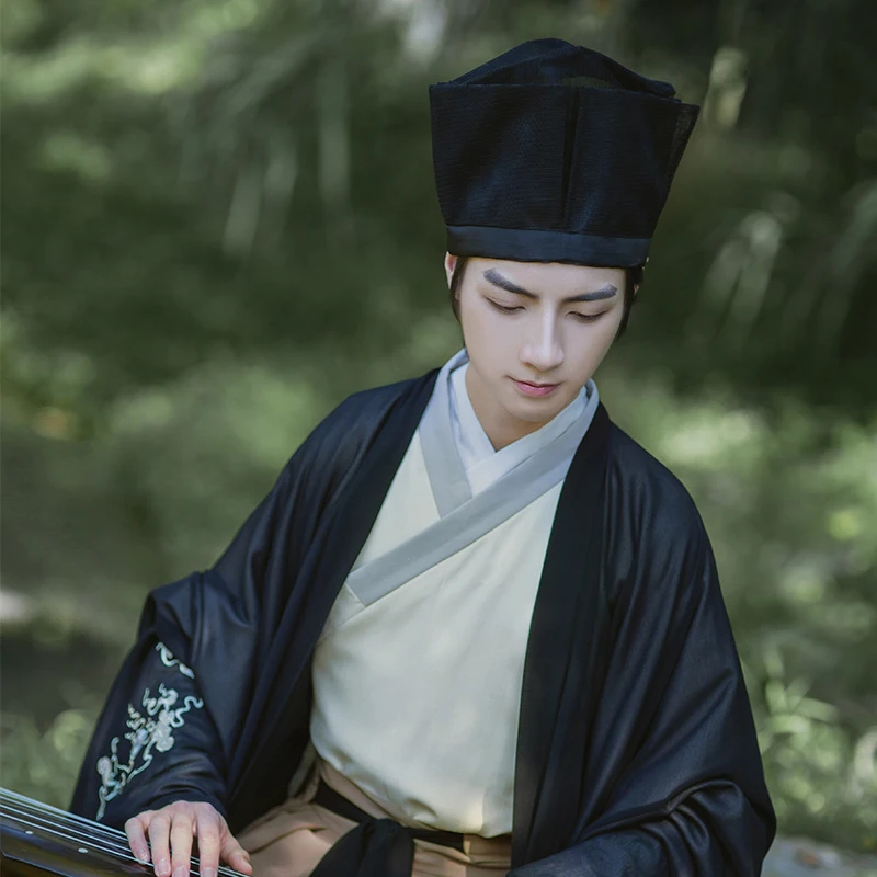 

Adult Hanfu Accessories Ancient Scholar Teacher Chinese Mesh Hat Black Man Traditional Headwear Headdress Male Vintage Cosplay
