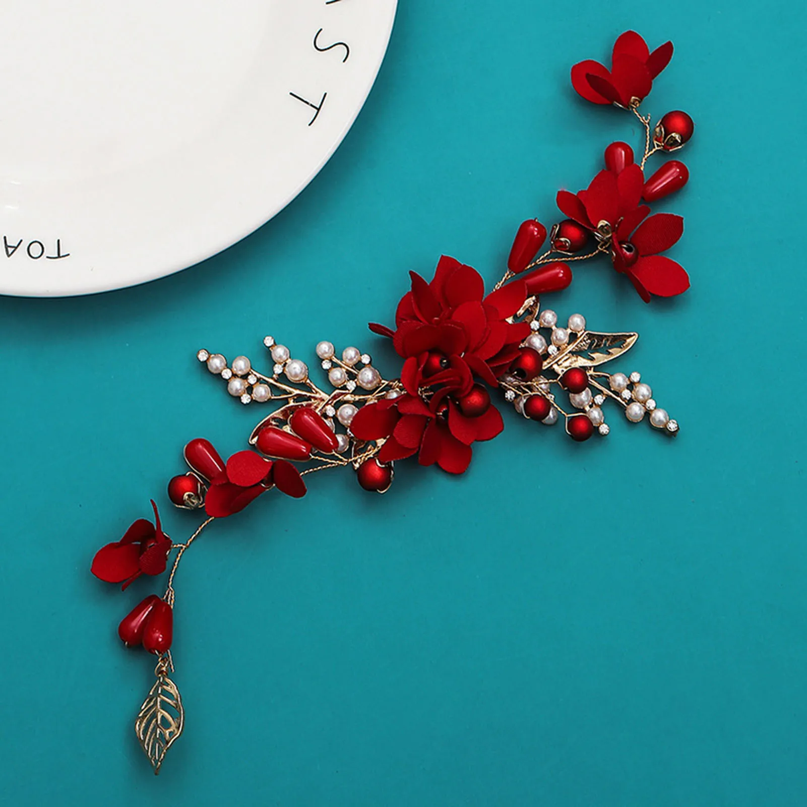 Metal Leaf Headdress For Bride Hair Jewelry Accessory Chinese Fashion Headwear
