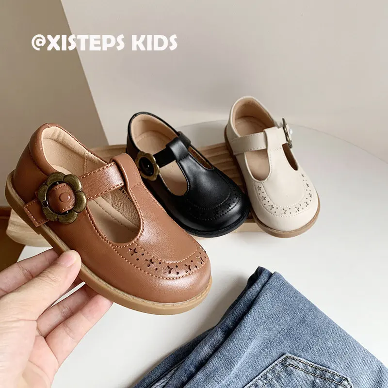 

Высококачественные Кожаные Туфли Мэри Джейн в стиле принцессы для девочек детские лоферы на липучке Sapato Infantil T-образные туфли черные коричневые