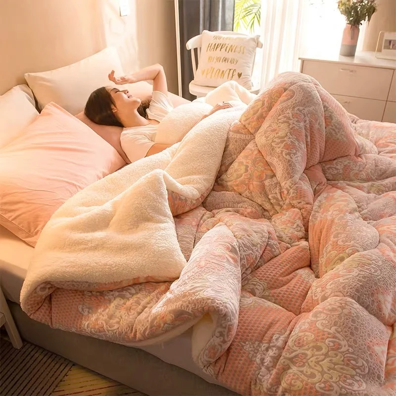 

Кашемировое одеяло из ягненка, зимнее теплое мягкое удобное одеяло в стиле пэчворк, Роскошное Одеяло с принтом, стеганое постельное белье