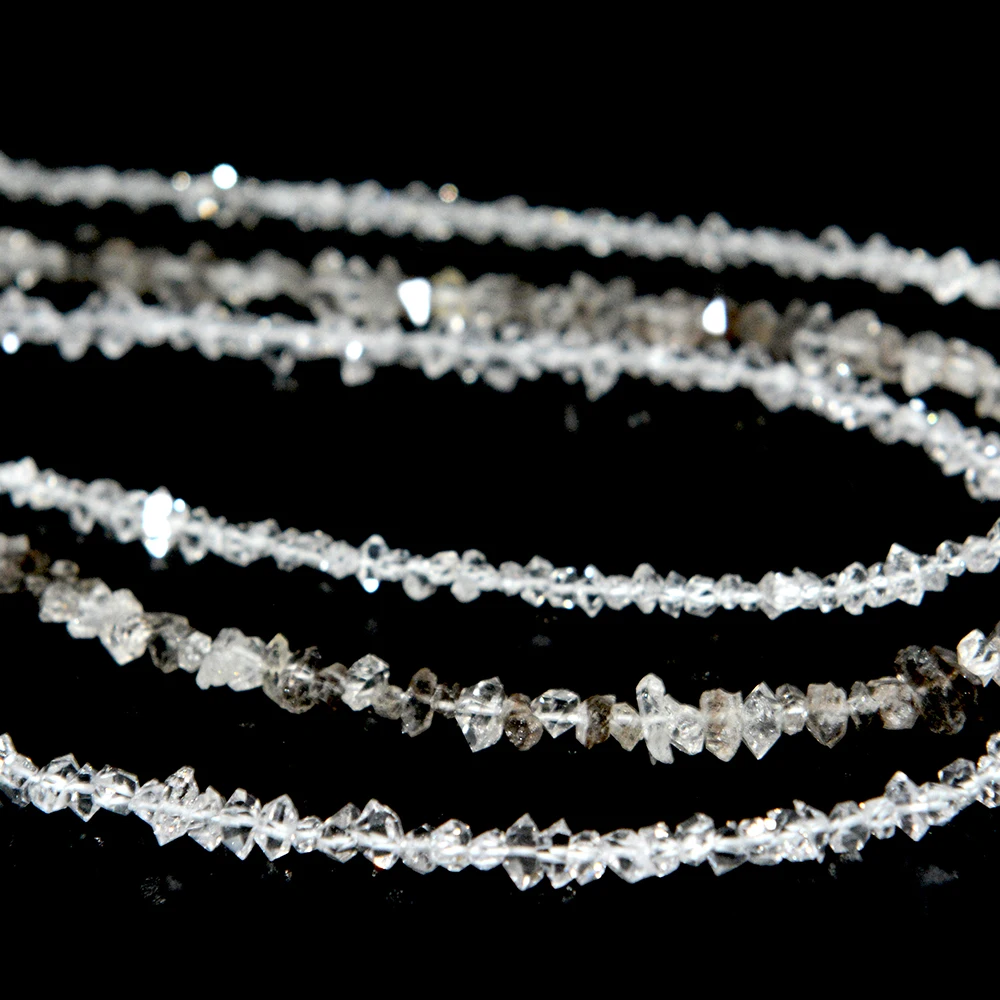 Фото Натуральные чистые энергетические кварцевые бусины Herkimer Diamond, оригинальные массивные бусины 2 мм-3 мм, 3-5 мм, длина пряди 39 см, браслет/ожерелье «сделай сам» №2