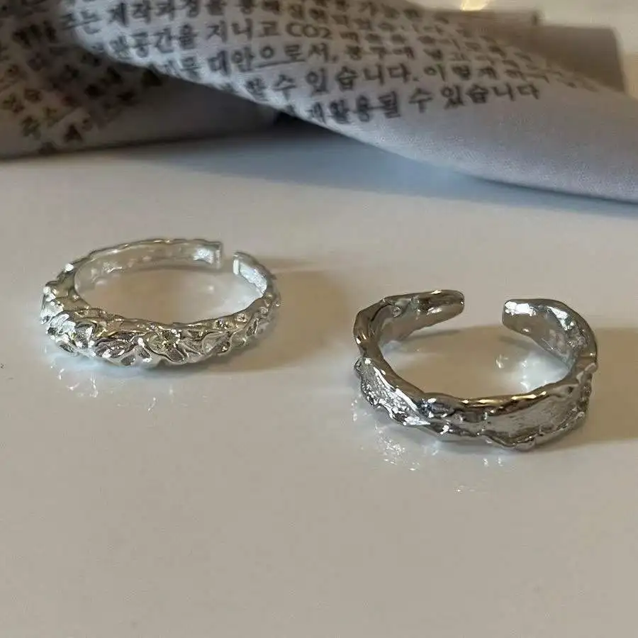 

Серебряный Ретро комплект из двух частей кольцо женский уникальный складной модный регулируемый