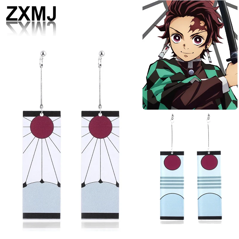 

ZXMJ Cartoon Anime Earrings Ghost Slayer Same Earrings for Women Popular Acrylic Ear Clip Fashion Anime Ear Ring Jewelry