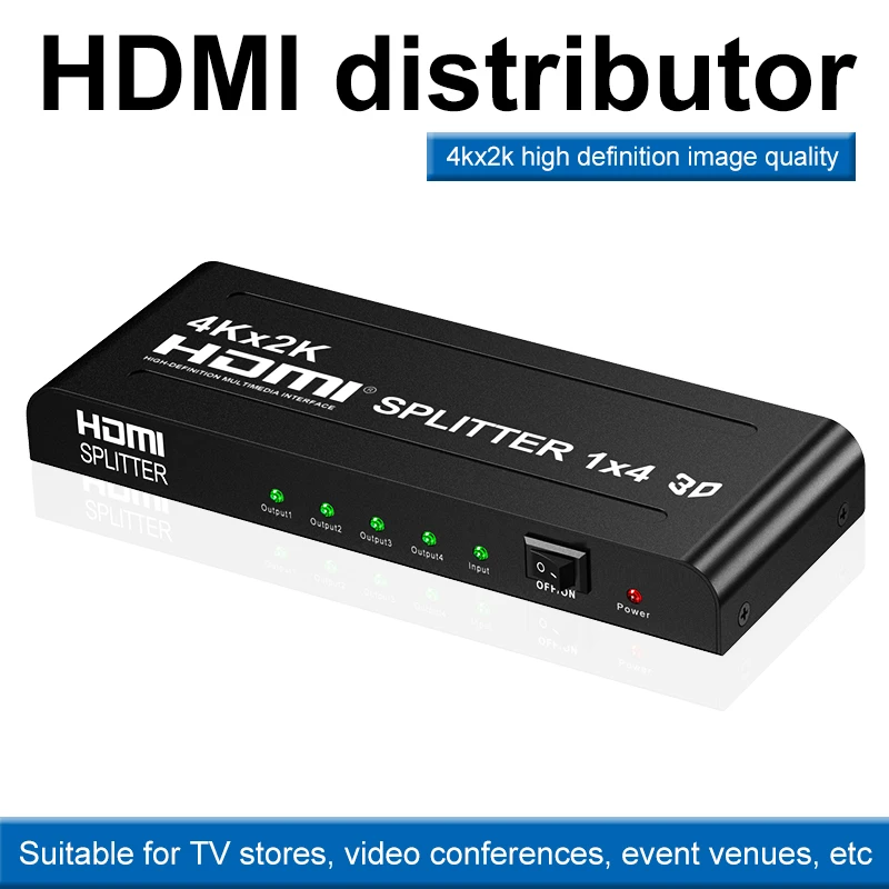 

HDMI-адаптер HW - 4 K104d, адаптер для телевизионного видео 18,5*6*2 см, черный проектор высокой четкости для телевизора