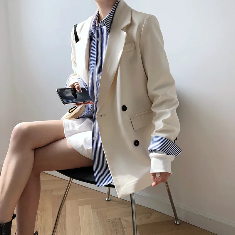 Blazer Women's White Suit Black Jacket Office Ladies Elegant Fashion Korean Style Jacket Temperament Women's Top Blazer Women