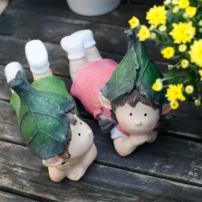 

Creative cute girl doll bonsai sculpture outdoor garden balcony courtyard wizard ornaments gardening crafts home decoration