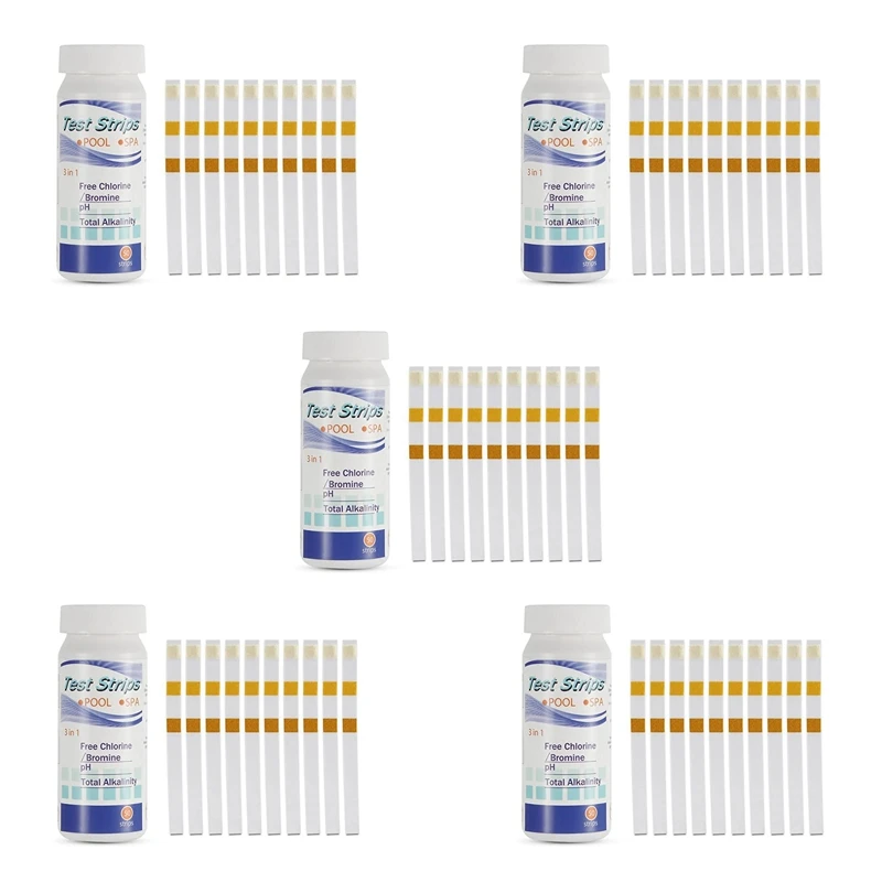 

100X 3 In 1 Swimming Pool Spa Hot Tub Water SPA Test Strips Quick Detect PH Chlorine Alkalinity Cyanuric Hardness Tool