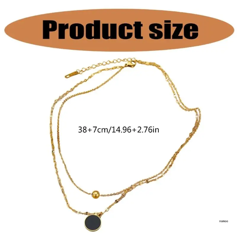 Круглый кулон ожерелье титановая стальная цепочка на ключицу регулируемая длина