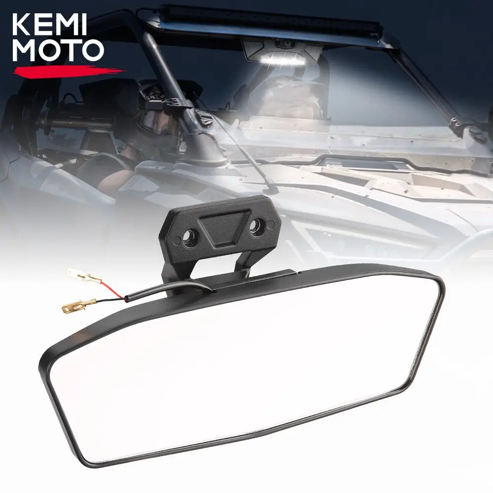 KEMIMOTO UTV Rearview Center Mirror w/ LED Light Compatible with Polaris RZR PRO R XP 4 Trail S 900 1000 Turbo R 4 2020-2023