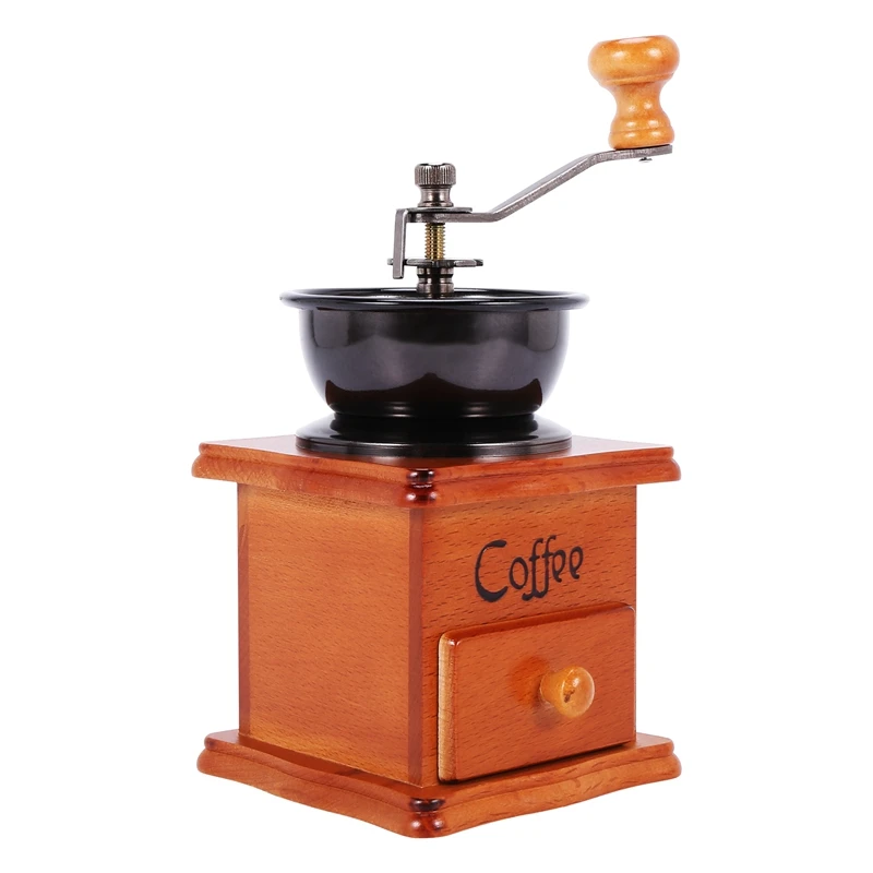 

Coffee Bean Grinder Wooden Manual Coffee Grinder Hand Stainless Steel Retro Coffee Spice Mini Burr Mill With Ceramic