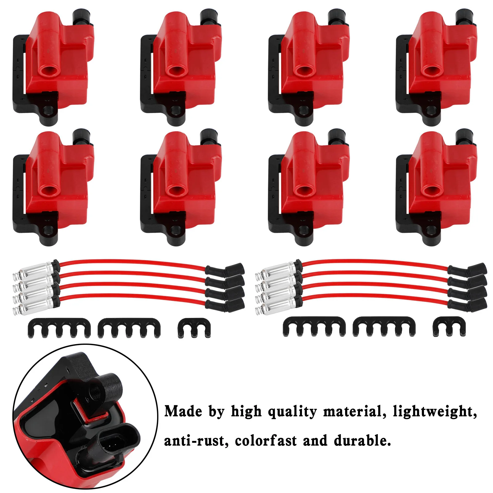 

Квадратные катушки зажигания Topteng 8x D581, провода сверхвысокой и свечей зажигания 3859078 для GMC