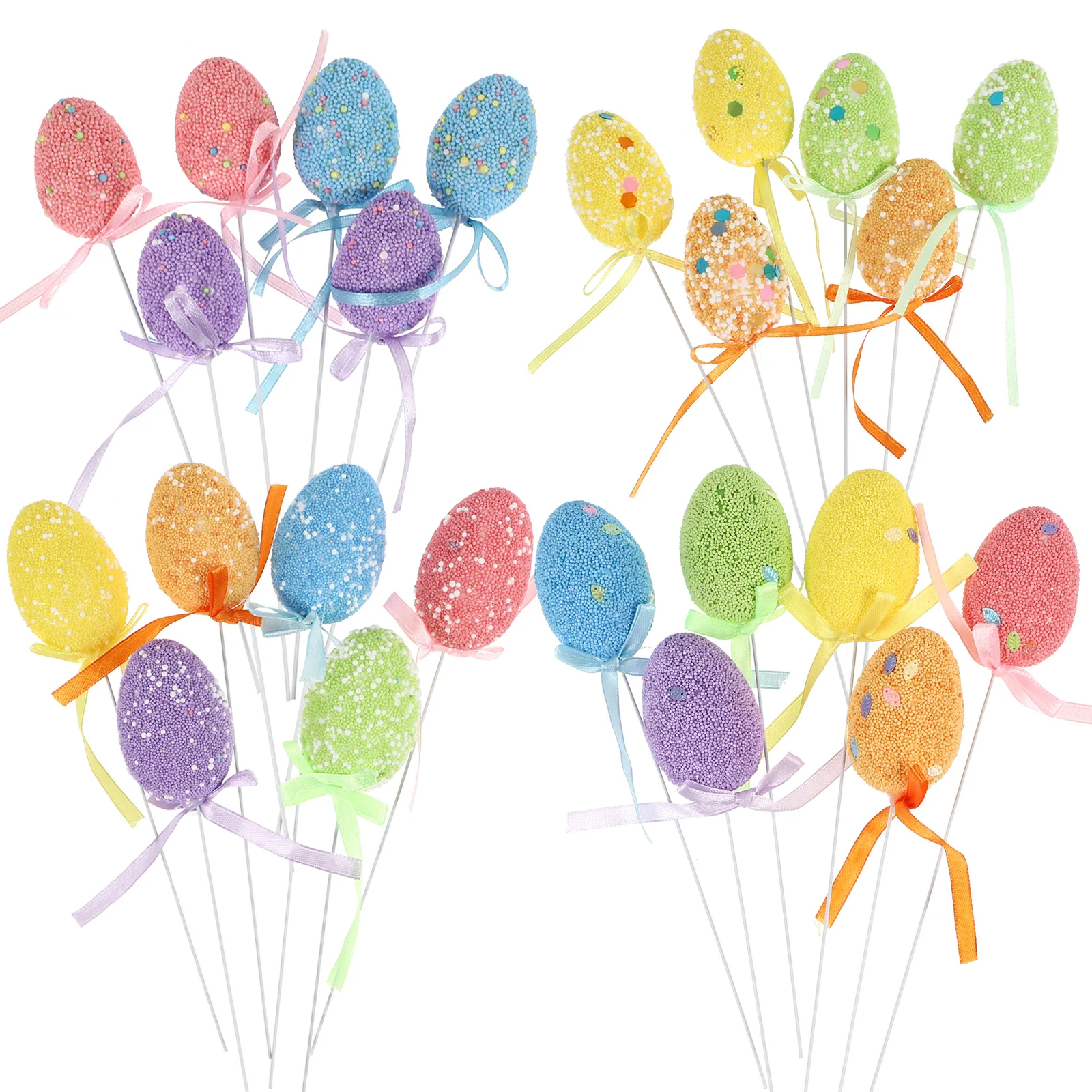 

24 Pcs Cupcake Topper Fake Egg Tree Branch Decor Easter Party Favor Cake Decor Foams Egg Topper Parties Artificial Easter Eggs