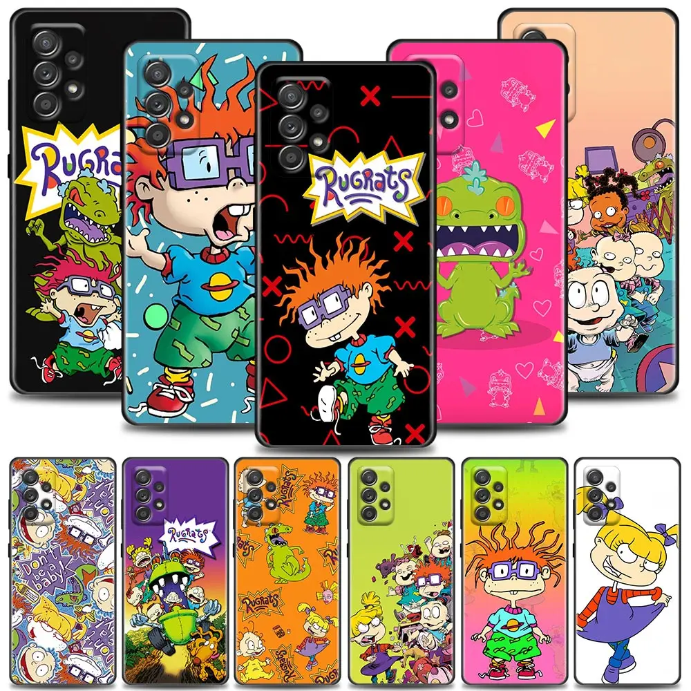 

R-Rugrats Chuckie Tommy Pickles Cases For Galaxy A52 Funda Samsung A52s A54 A53 A72 A73 A33 A31 A32 A51 A71 A41 Soft Black Cover