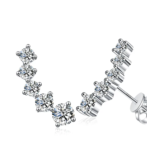 Женские серьги Tezzc с муассанитом, длинные серьги из стерлингового серебра 925 пробы, изогнутый стиль, подходят для подарков на день рождения, ювелирные изделия