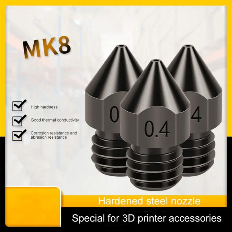 

MK8 Hardened Steel Nozzle Extruder Head 0.2 0.3 0.4 0.5 0.6 0.8 1.0MM Thread 1.75MM Filament for 3D Printers Hotend CR10 Ender3