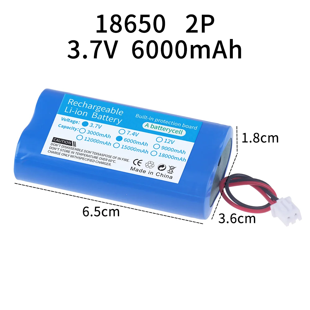 Фото Аккумуляторная литий-ионная батарея 3.7V 6000mAh 18650 для рыболовных фонарей, мегафонов, аварийных устройств и игрушек №2