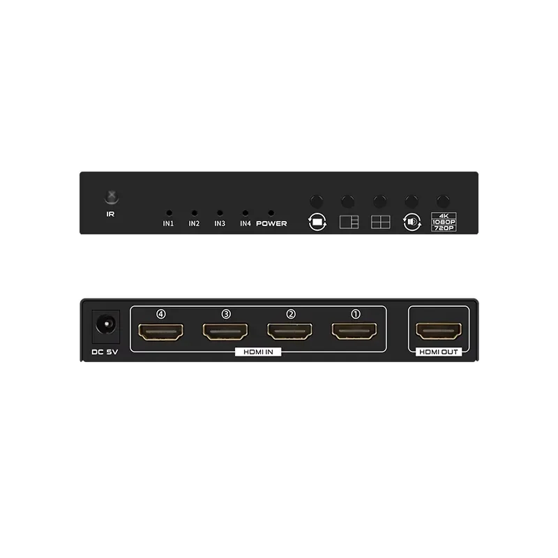 Фото FJ-401HF Fjgear 4-портовый 4K квадро-мультивьювер 4 входа 1 выход, Plug-and-play, 1 экран на 4 устройства, квадро-сплиттер №5