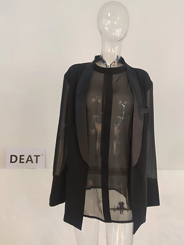 Chaqueta larga de gasa прозрачная одежда для женщин, костюм из 2 частей с круглым вырезом, a la moda, 17A2746, отол 2024