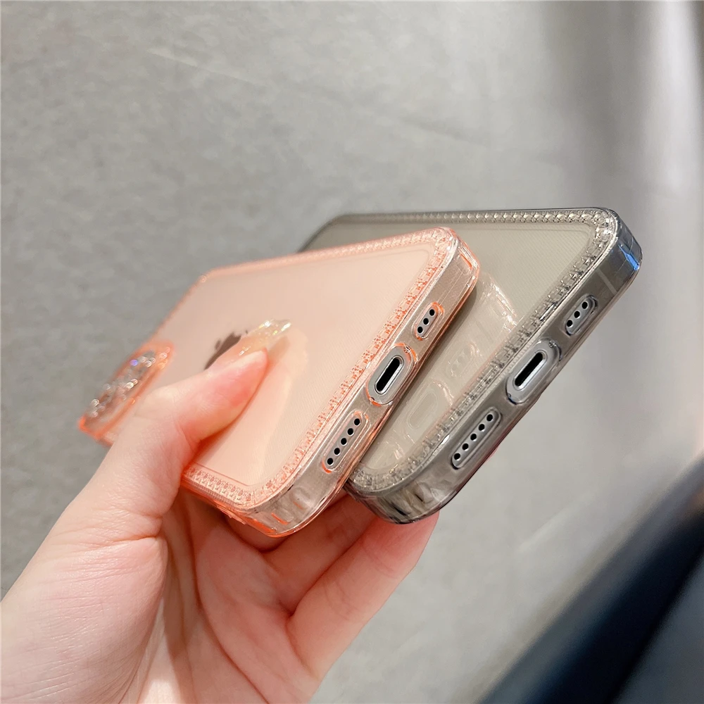 Luxury Rhinestones Camera Transparent Phone Cover For iPhone 13 Pro Max 11 12 XS X XR 7 8Plus Soft Silicone Glitter Case |