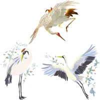 red crowned crane patch iron on transfers for clothing flying flower bird patch stickers clothing appliques cartoon cute animals