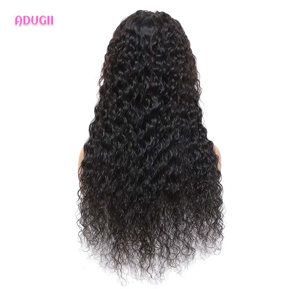 ADUGII Deep Wave Frontal Wig Lace Front Human Hair Wigs Water Kinky Curly Transparent For Women 28 30 Inch Closure |