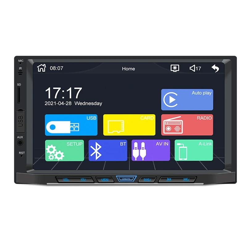 

Double Din Car Stereo, Bluetooth 5.1, Mirror Link for IOS/Android Phones, 7 Inches Touchscreen, Steering Wheel Control