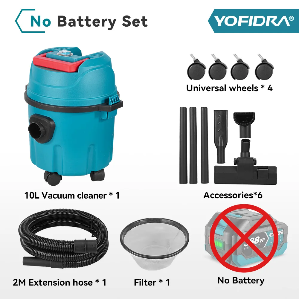 

YOFIDRA Беспроводной электрический пылесос для влажной и сухой уборки 10л для Makita