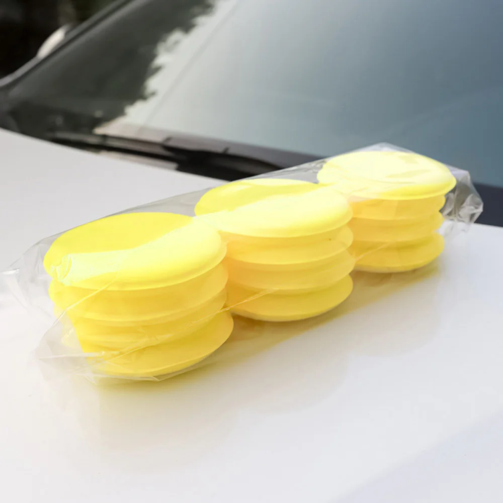 

Pad Car Foam Sponge Auto Buffing Detailing Microfiber Yellow 12pcs Equipment Waxing Polishing Practical Useful