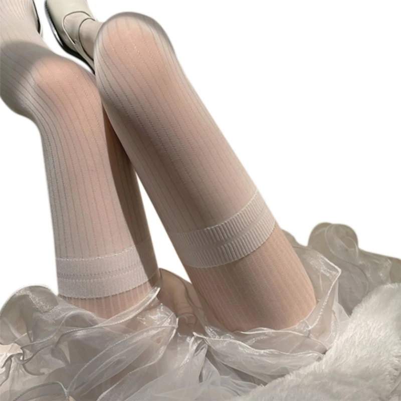 

Японские модные колготки в Вертикальную Полоску, женские шелковистые прозрачные Лоскутные Колготки P8DB