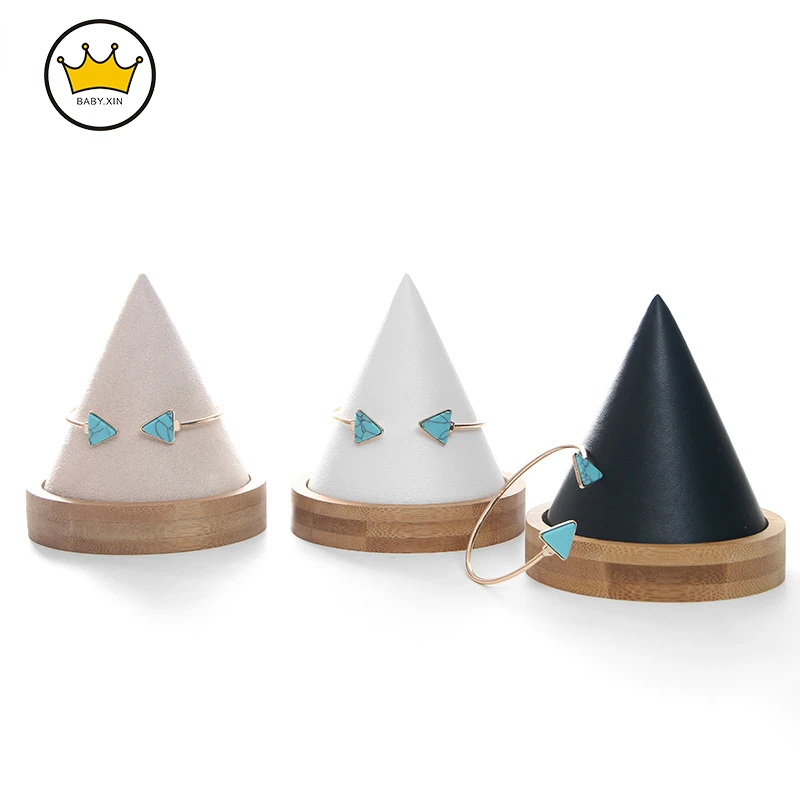 

Wooden Anklet Chain Stand Cone Shape Bracelet Display Bangle Jewelry Ring Watch Holder Showing Storage Rack Accessorie